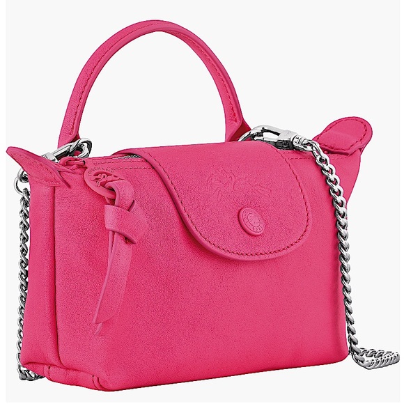 NEW🔥LONGCHAMP Le Pliage Pink Leather Mini Bag with Chain🔥 - Picture 5 of 16